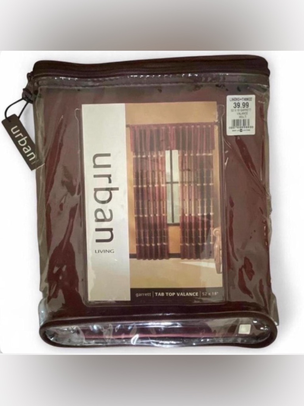 Garrett Tab Top Valances in Burgundy Brand New With Tags